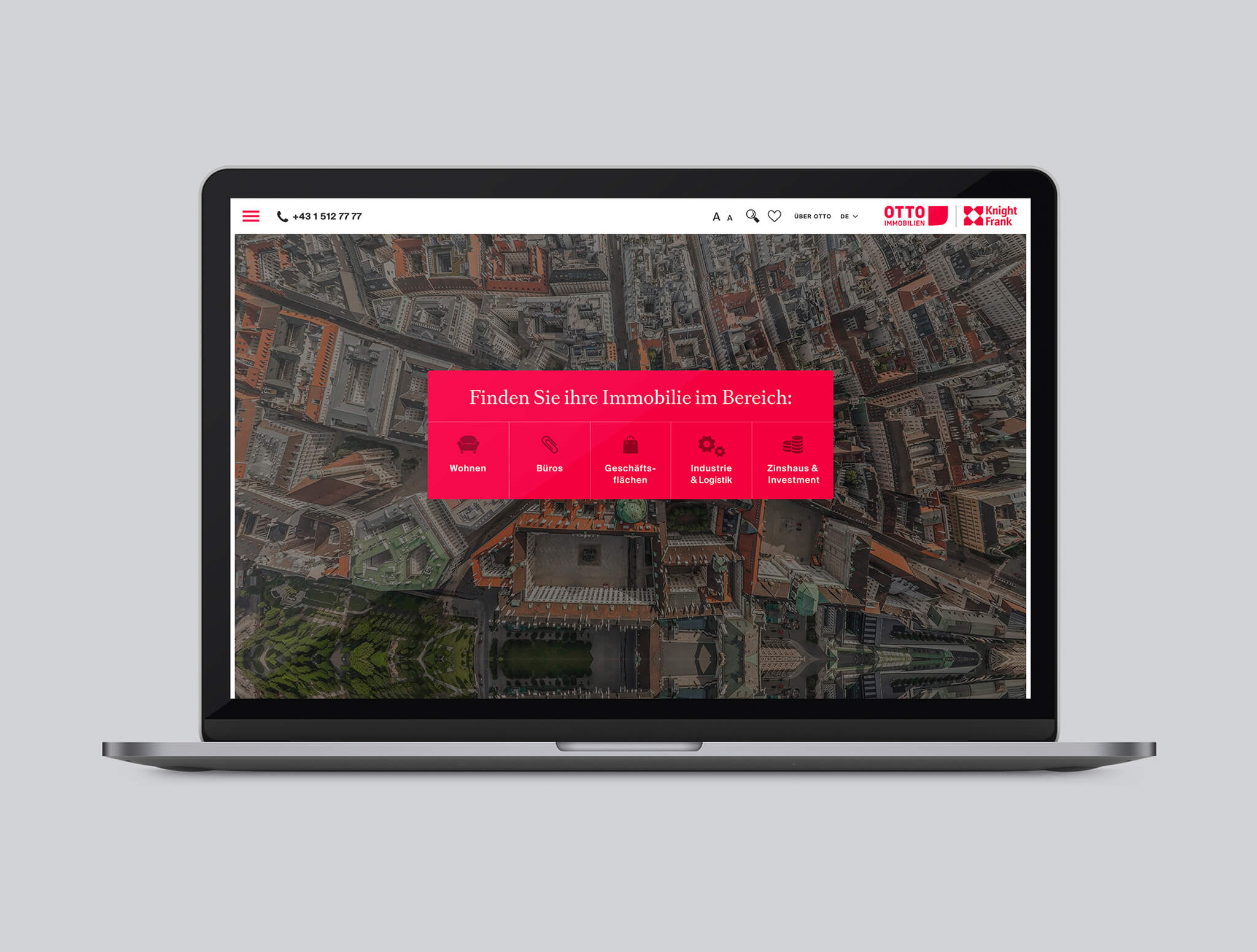 Otto Immobilien Website Startseite mit Icons