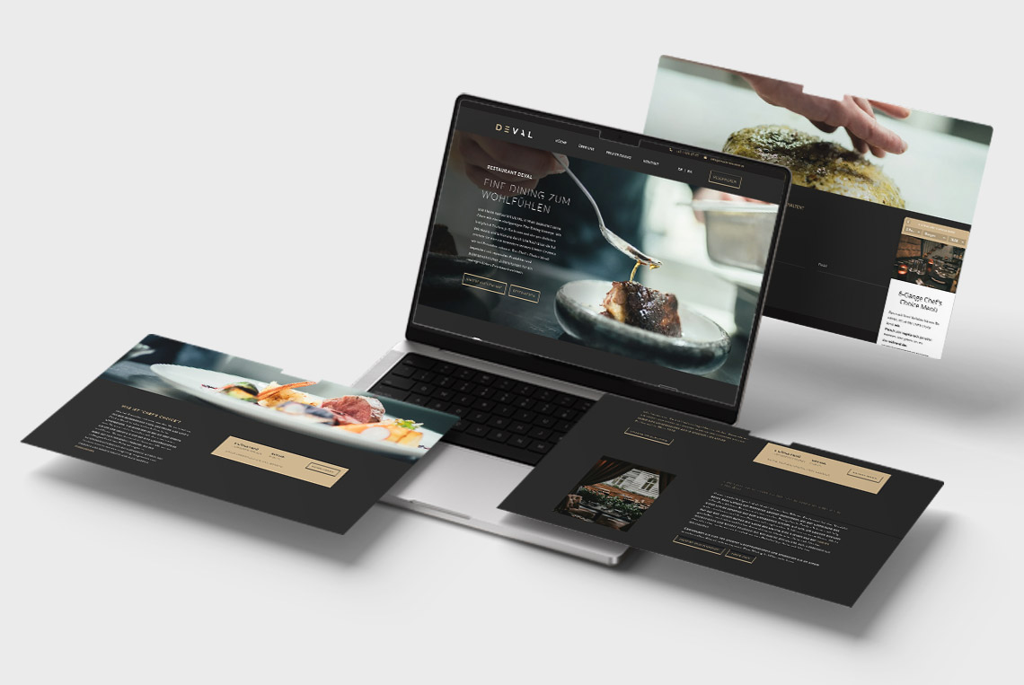Referenzbild der Website für das Restaurant Deval dargestellt am Desktop