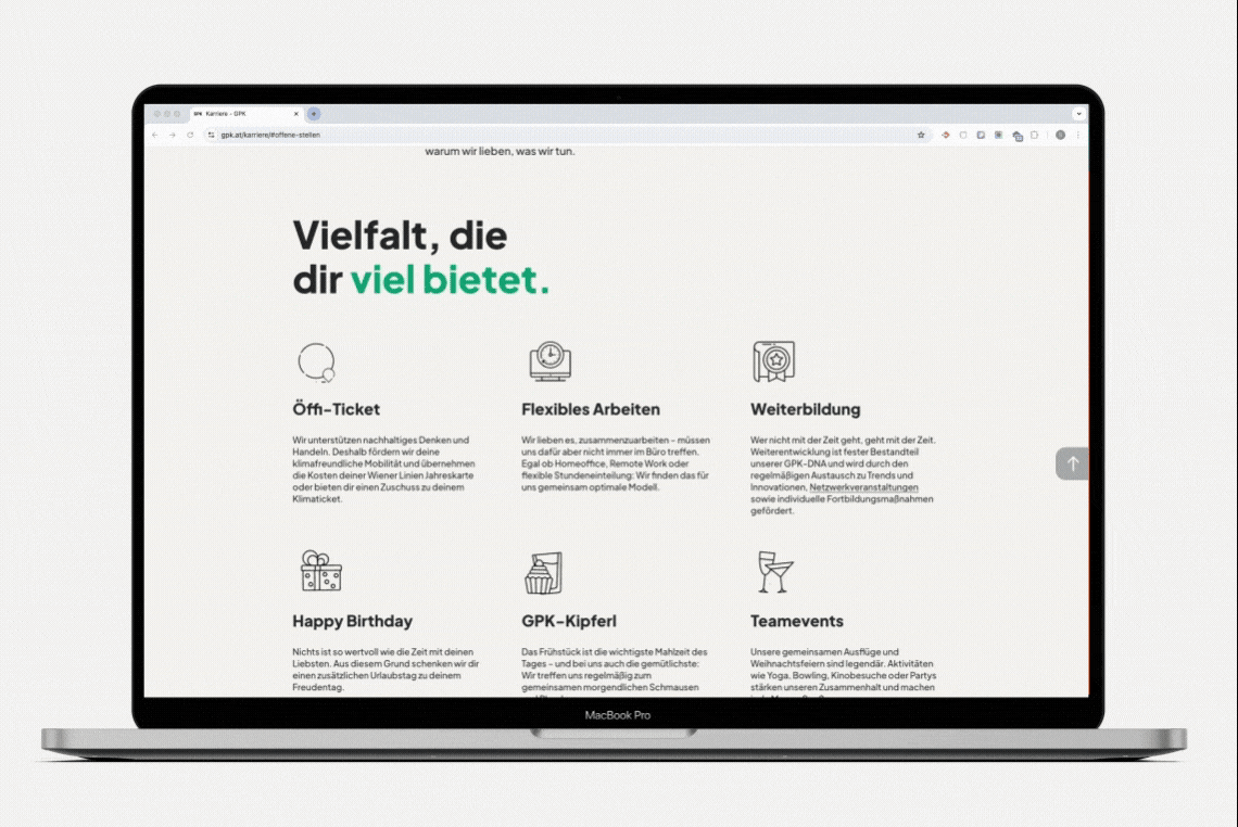 Referenzbild der Website der Agentur GPK als Desktop