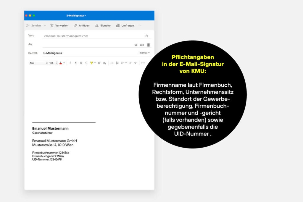 Pflichtangaben bei geschäftlichen E-Mails
