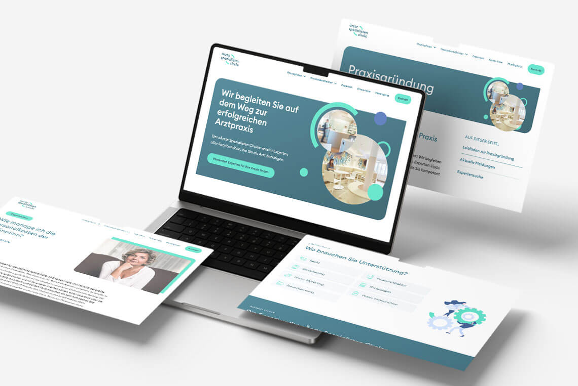 Laptop mit Ausschnitten der Website des Ärzte Spezialisten Circle